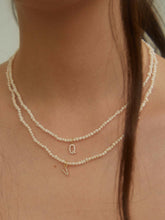 wearing Custom Glitter Initial Mini Pearl Necklace
